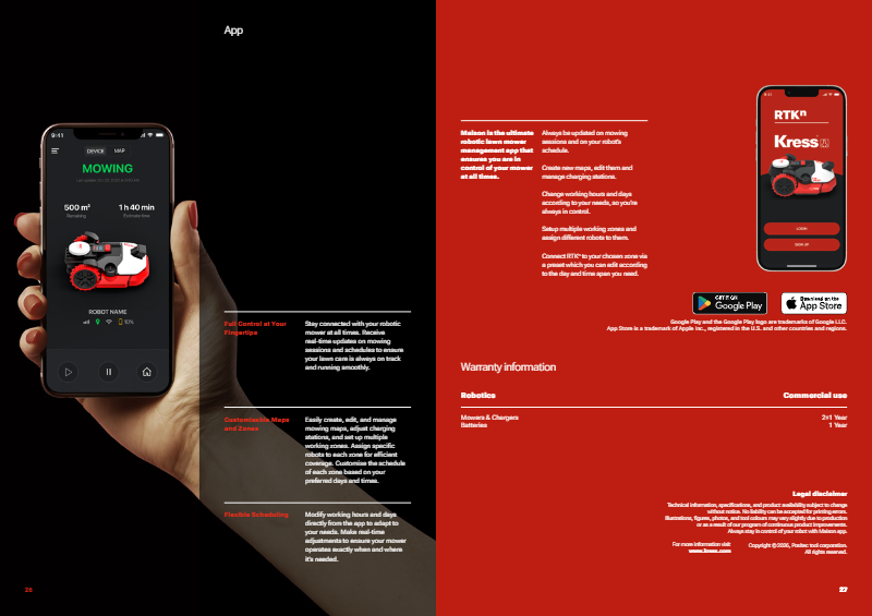 Kress KR261E EyePilot Robotic Mower RTKn 1000m2 ZeroTrim